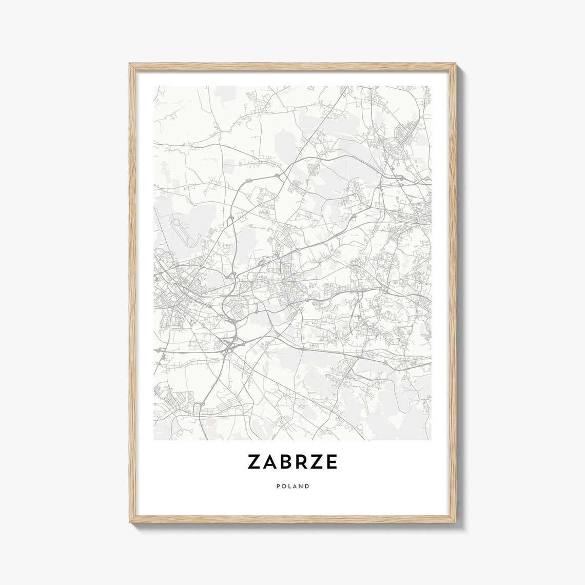 Zabrze Poland Minimalist City Map Line Art Modern Wall Poster
