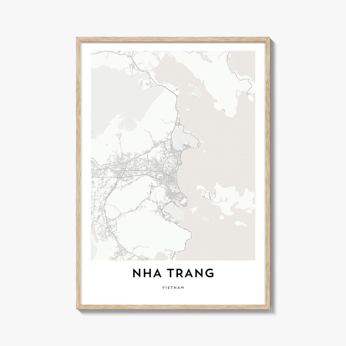 Nha Trang Vietnam Minimalist Coastal City Map Poster Wall Decor