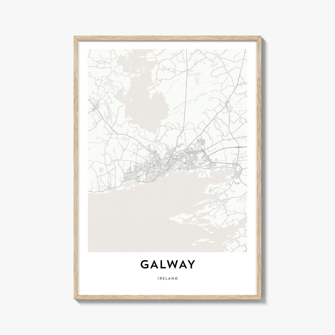Galway Ireland City Map Poster With Minimal Pale Beige Linework