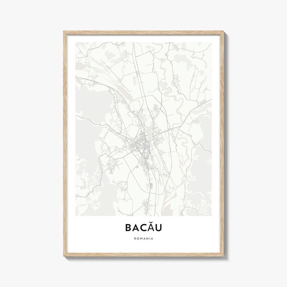 Bacau Romania City Map Minimalist Fine Street Line Wall Art Decor