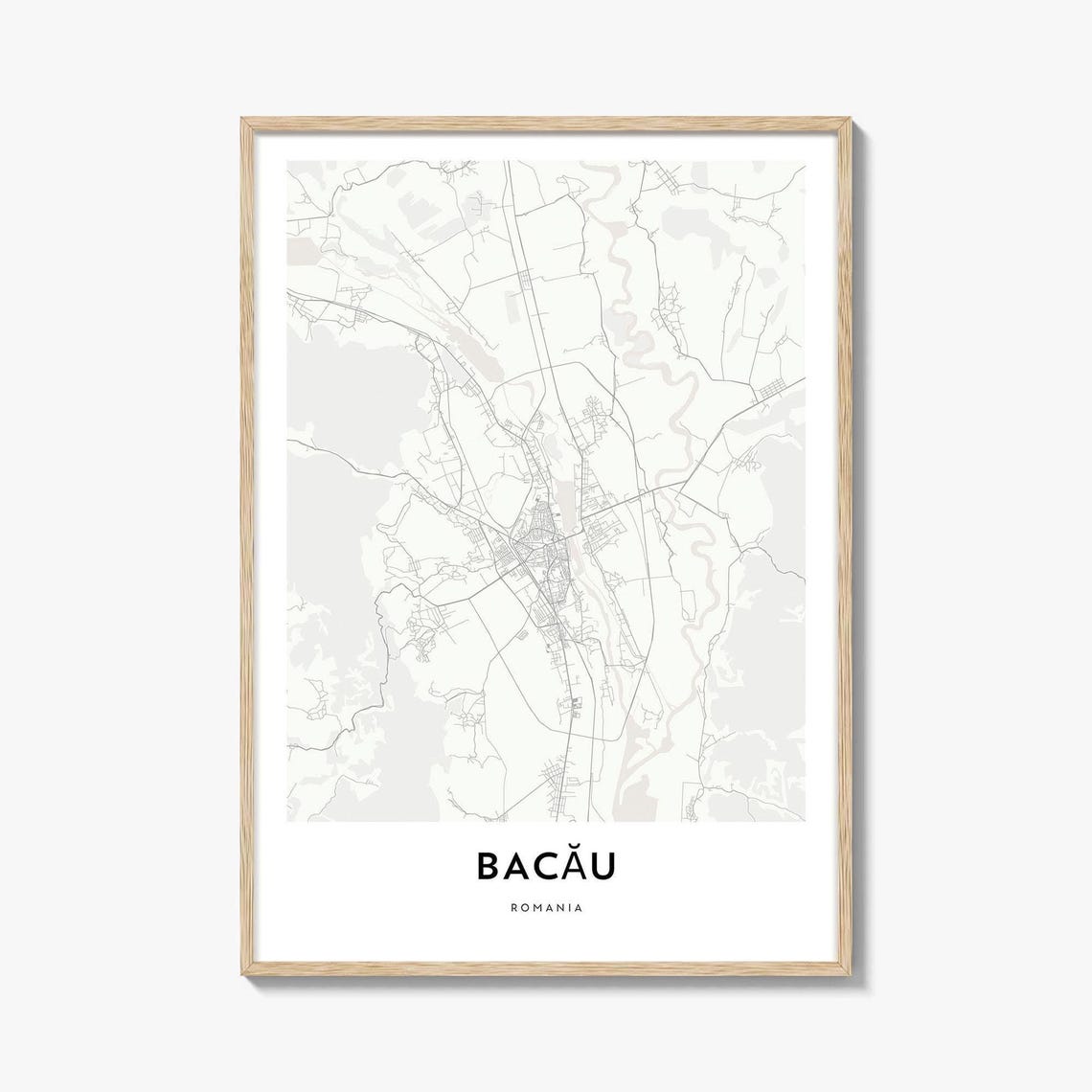 Bacau Romania City Map Minimalist Fine Street Line Wall Art Decor