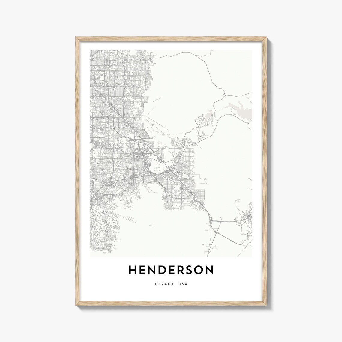 Henderson Nevada Minimalist Beige City Street Map Travel Poster