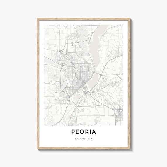 Peoria Illinois Minimalist City Street Map River Decor Poster