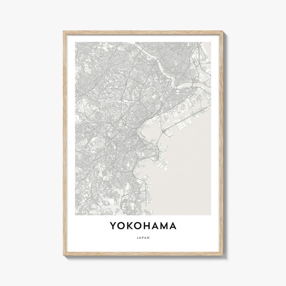 Yokohama Japan Minimalist White Style City Street Map Art Poster