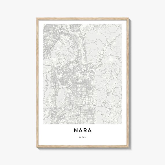 Nara Japan City Street Map Minimalist Home Decor Gift Art Poster