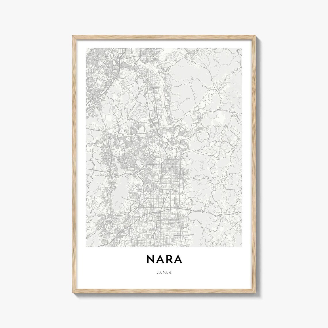 Nara Japan City Street Map Minimalist Home Decor Gift Art Poster