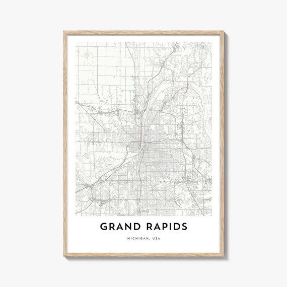 Grand Rapids Michigan USA Minimalist Street Map City Wall Poster
