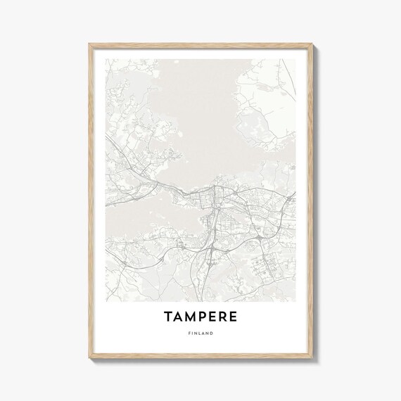 Tampere Finland Beige Minimalist City Map Modern Travel Poster