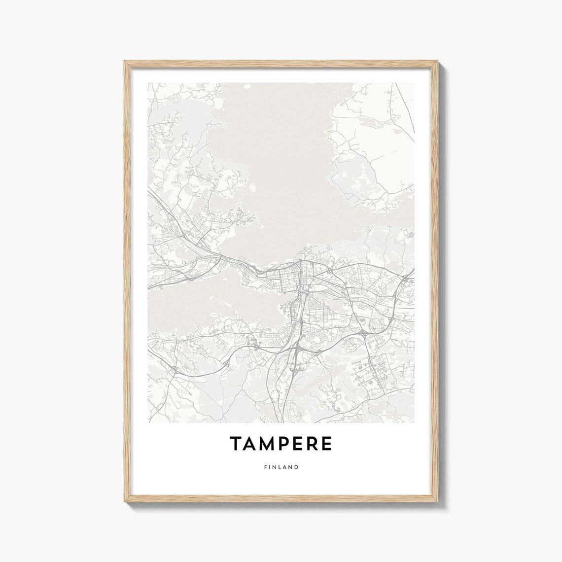 Tampere Finland Beige Minimalist City Map Modern Travel Poster