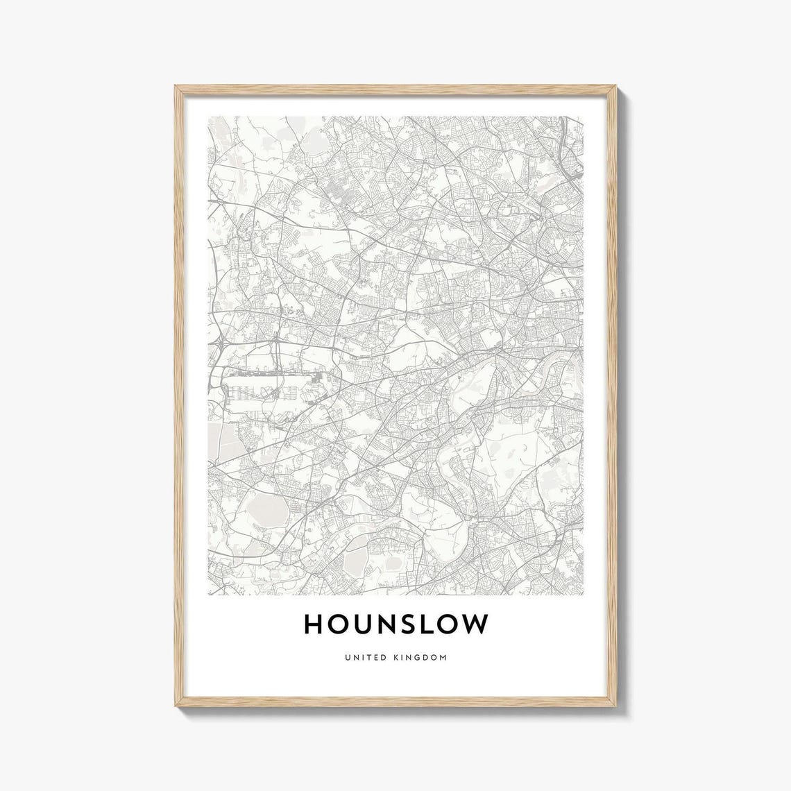 Hounslow West London United Kingdom Minimalist City Map Wall Art