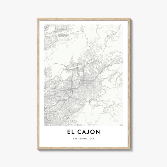 El Cajon California USA Minimalist City Street Map Home Office Poster