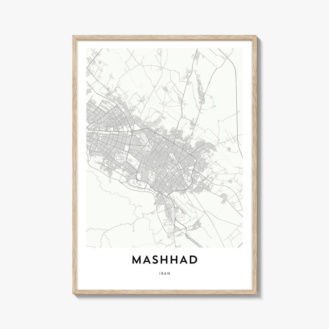 Mashhad Iran Minimalist City Map Line Drawing Home Decor Poster