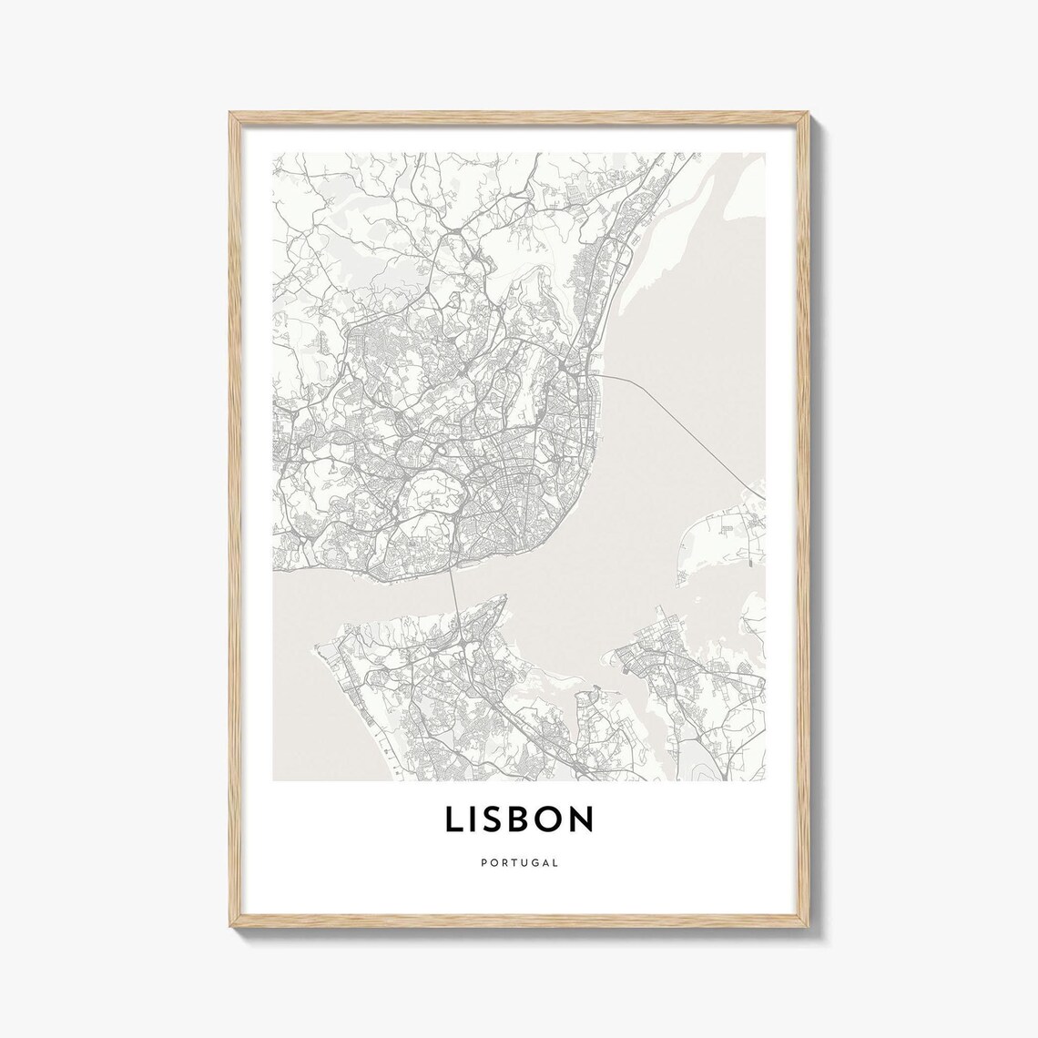 Map of Lisbon Travel Poster, Portugal City Artwork