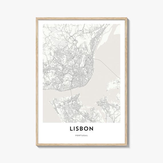 Map of Lisbon Travel Poster, Portugal City Artwork