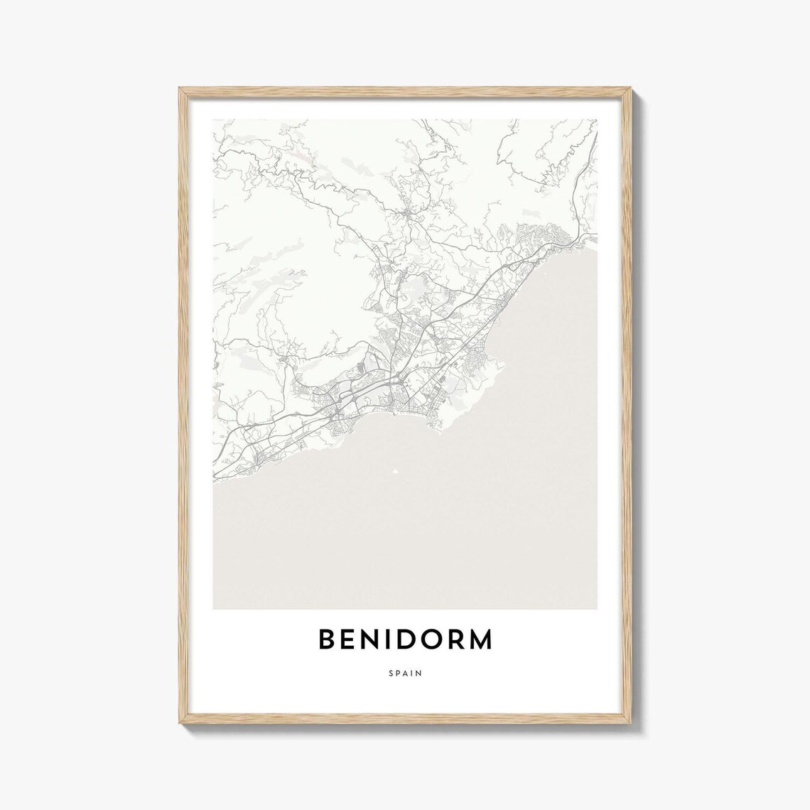 Benidorm Spain Minimalist Coastal City Map Modern Line Art Wall Art