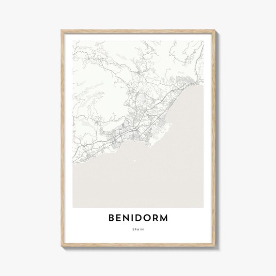 Benidorm Spain Minimalist Coastal City Map Modern Line Art Wall Art