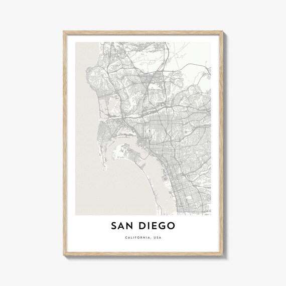 San Diego California USA Minimalist Street Map Bay Coast Poster