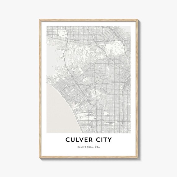 Culver City California USA Minimalist White City Map Art Poster