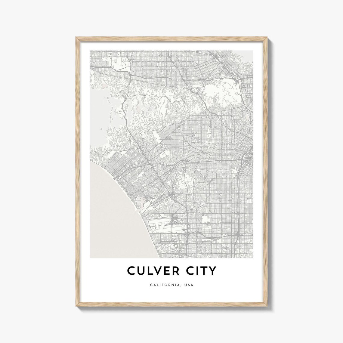 Culver City California USA Minimalist White City Map Art Poster