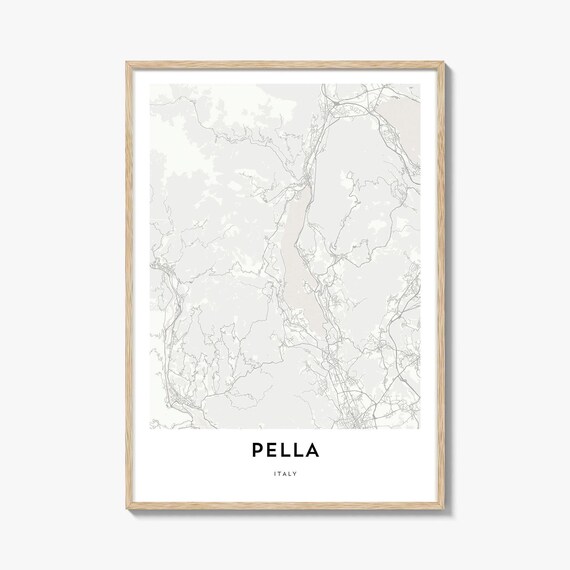 Pella Italy Lakeside Street Map Minimalist Modern Line Art Poster