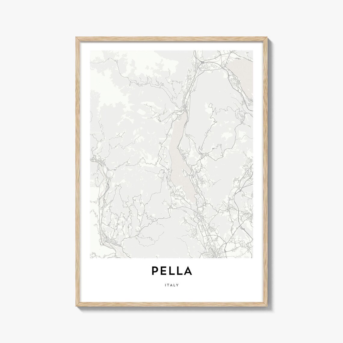 Pella Italy Lakeside Street Map Minimalist Modern Line Art Poster
