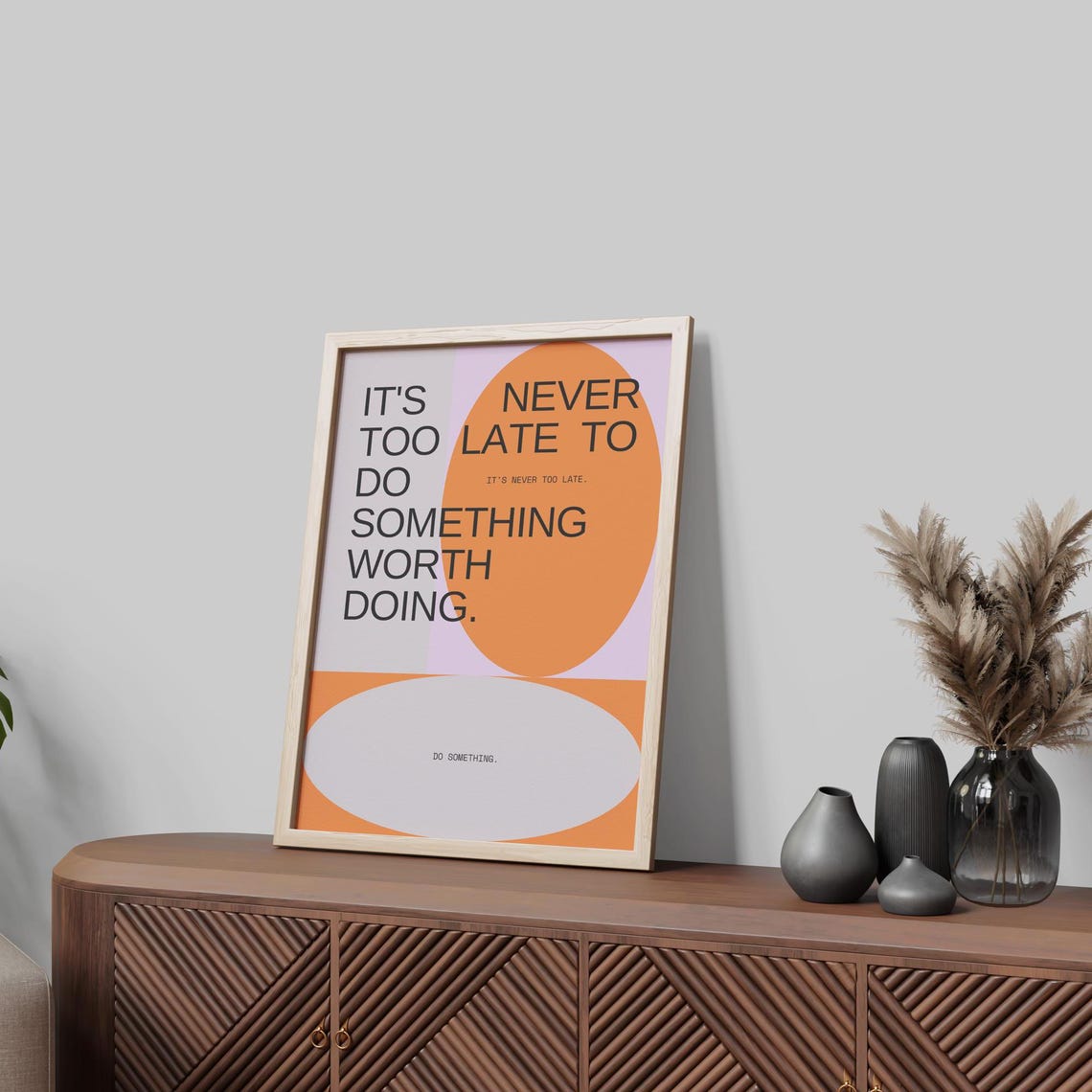 It's Never Too Late Abstract Orange Geometric Motivational Poster - Image 3