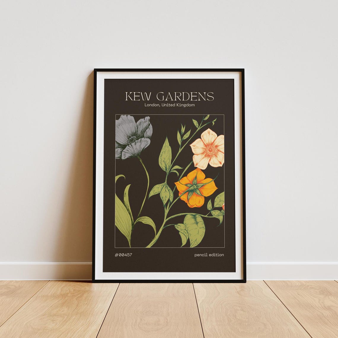 Kew Gardens London Botanical Illustration Vintage Flower Poster