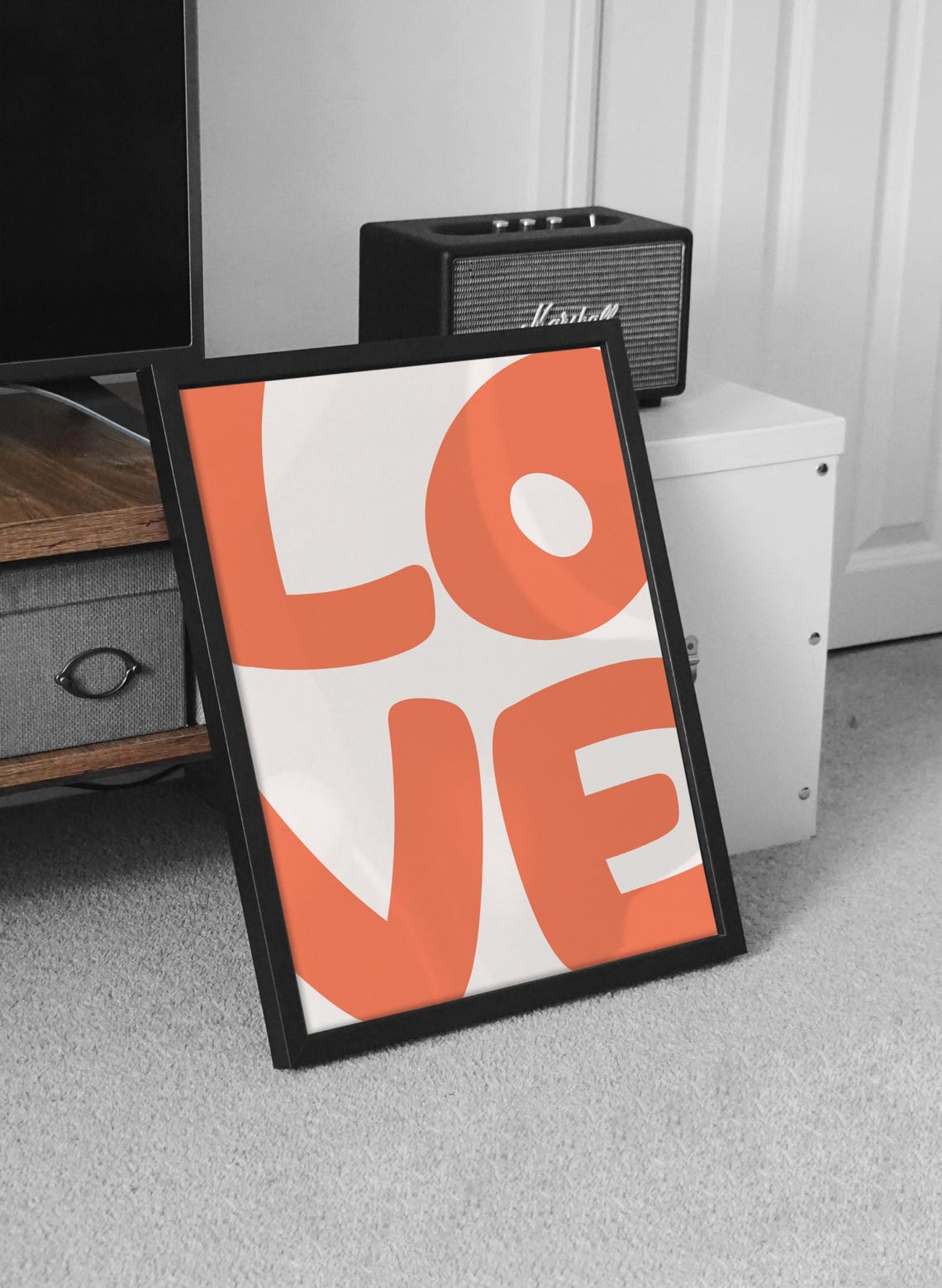 Bold Orange LOVE Word Art Minimalist Modern Typography Poster - Image 2