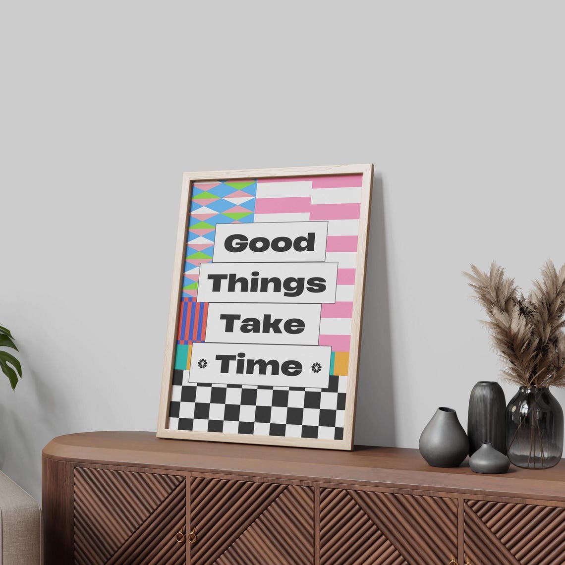Motivational Quote Art Good Things Take Time Typography Uplifting Wall Decor Success Mindset Abstract Wall Decor Modern Minimalist - Image 4
