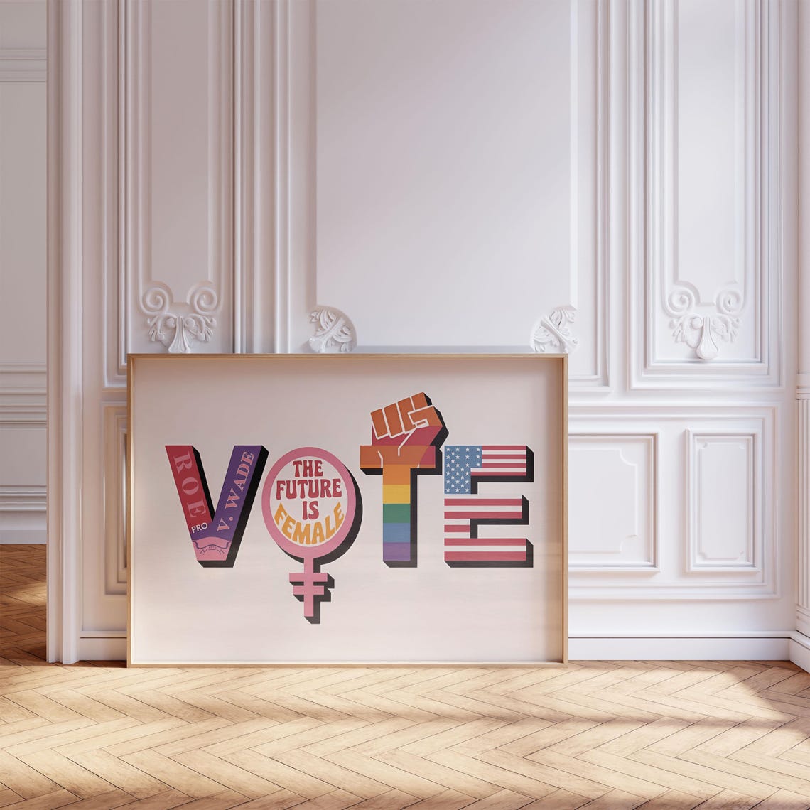 Vote Feminist Collage The Future Is Female Equality Wall Art - Image 2