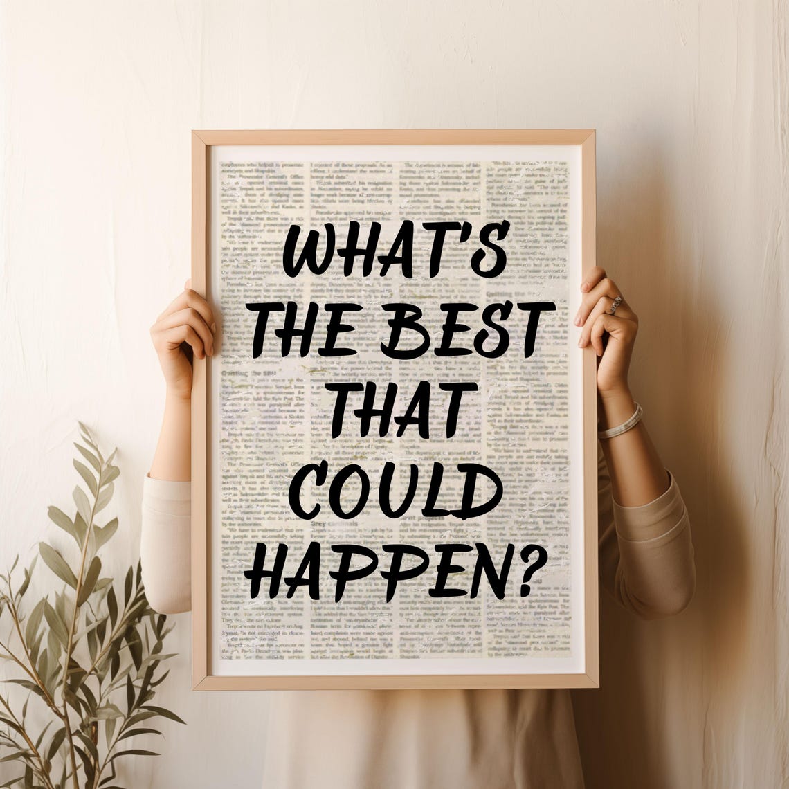 What's the Best That Could Happen Retro Newspaper Quote Wall Art