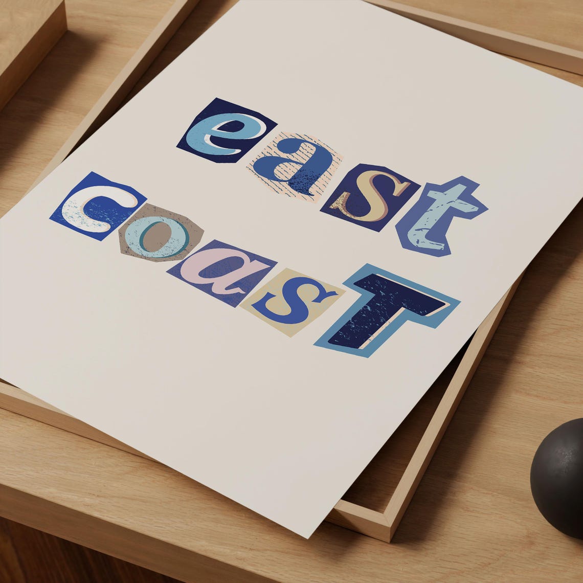 East Coast Ransom Letter Style Blue Typography Coastal Wall Poster - Image 2