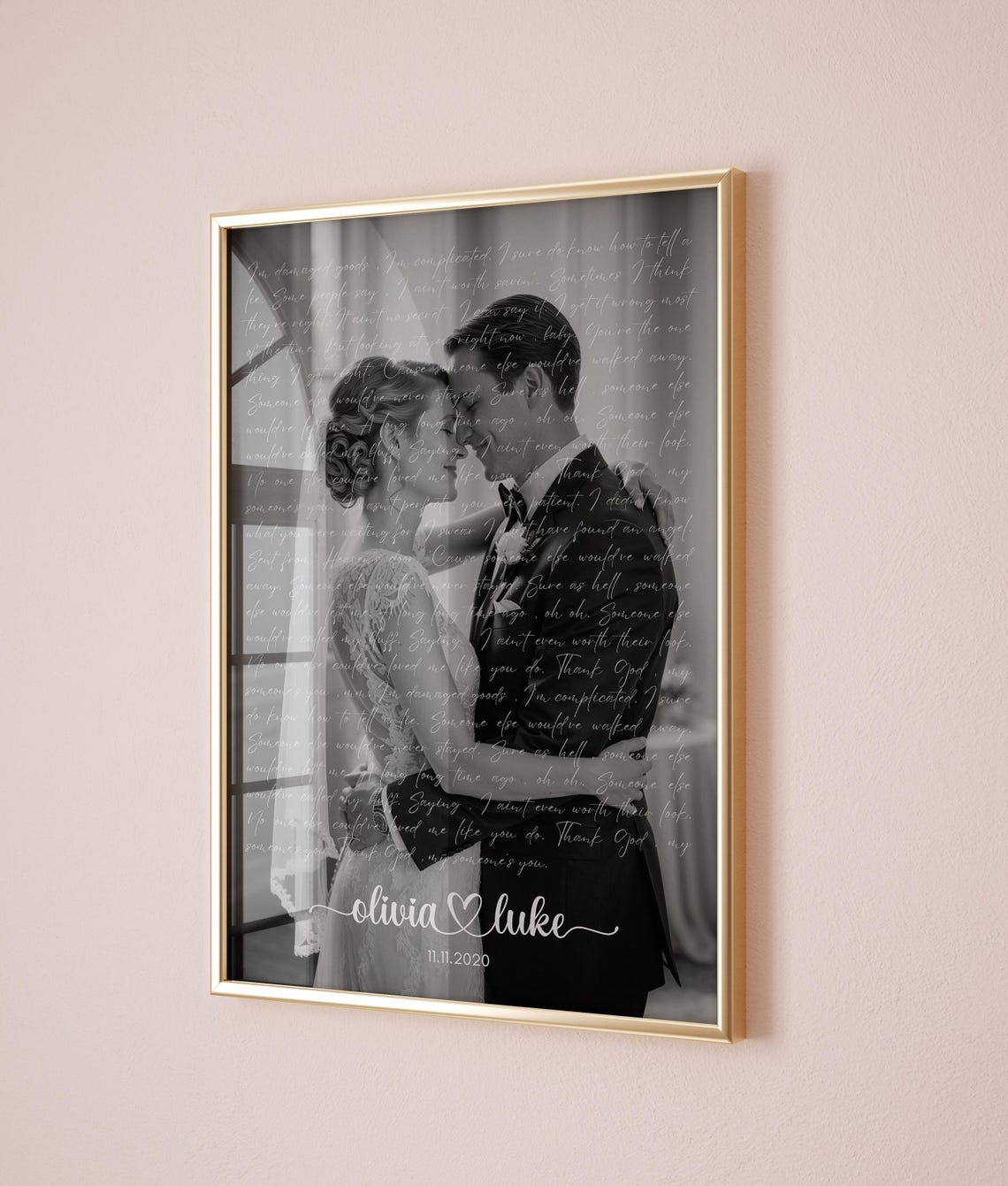 Custom First Dance Song Lyrics Print Personalized Wedding Photo Wall Art Wedding Song Keepsake