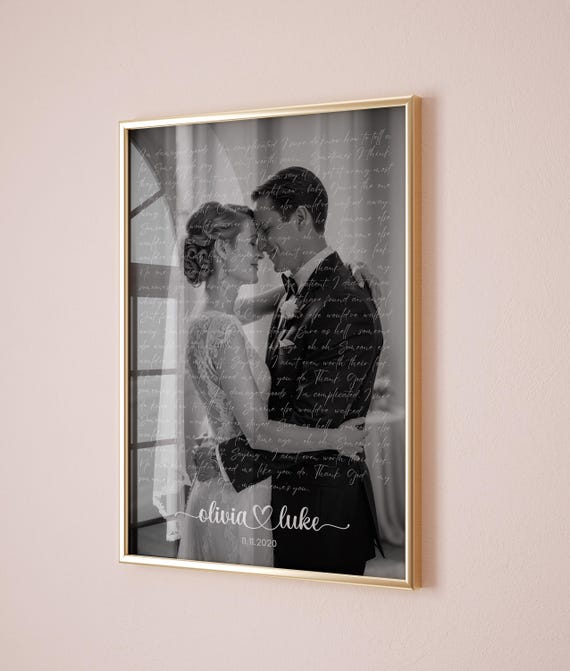 Custom First Dance Song Lyrics Print Personalized Wedding Photo Wall Art Wedding Song Keepsake