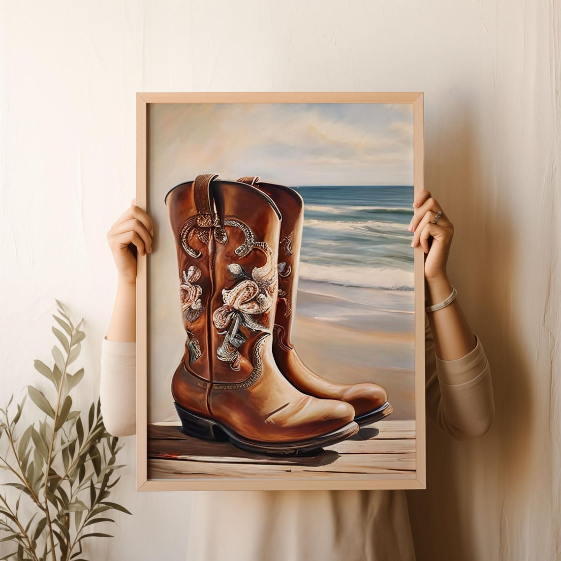 Coastal Cowgirl Boots Wall Art Boots Trendy Western Print Teen Girl Bedroom Dorm Room Posters Preppy Decor