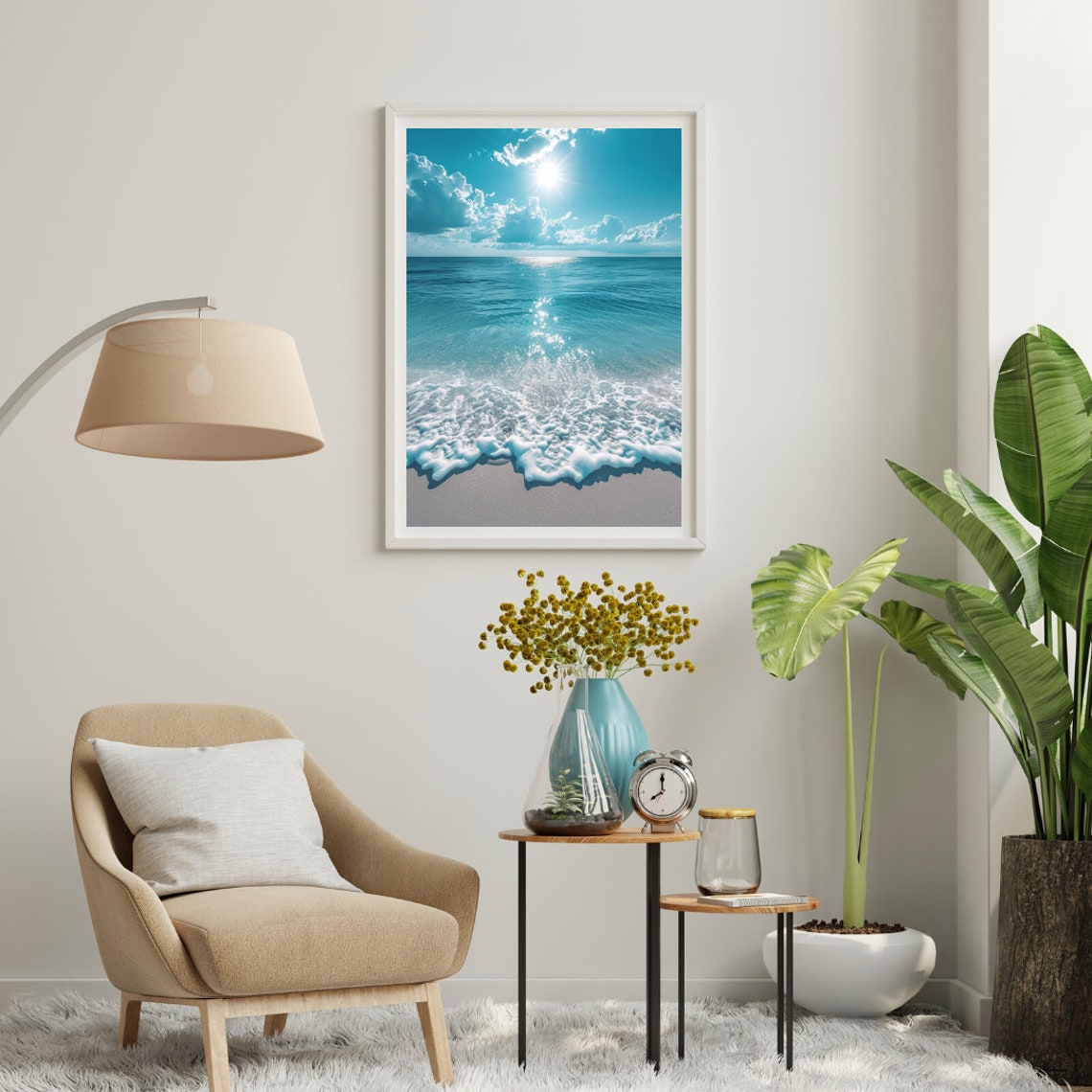 Sunny Turquoise Beach Sea View Sparkling Ocean Waves Summer Poster - Image 4