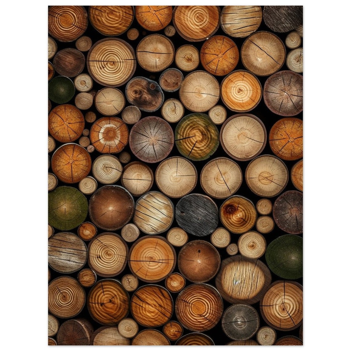 Tree Log Ends Wood Cross Section Rustic Natural Texture Poster - Image 2