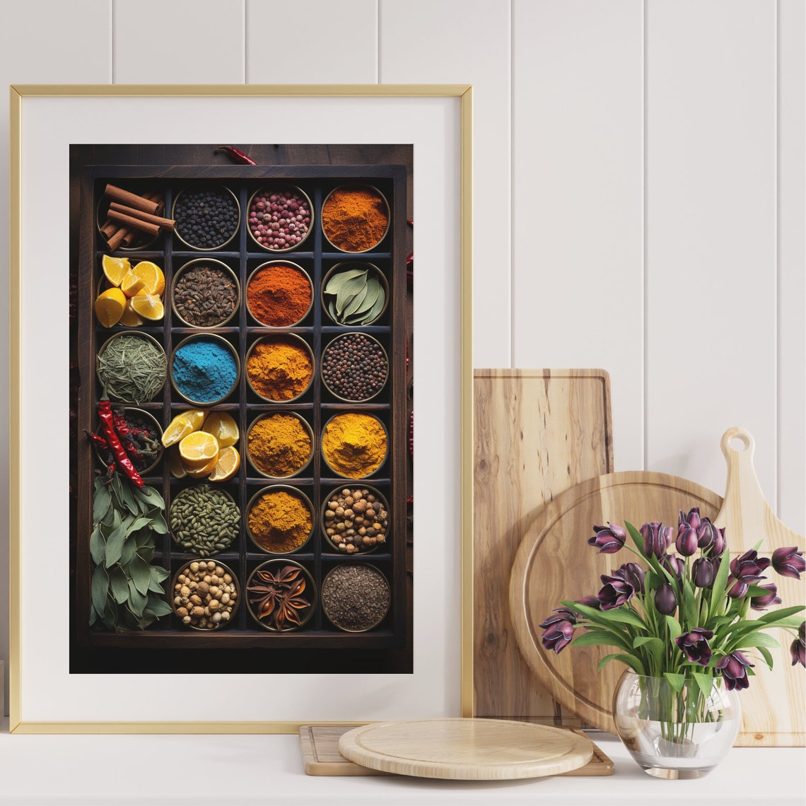Spice Box Grid Colorful Bowls Chilies Anise Kitchen Art Poster - Image 4