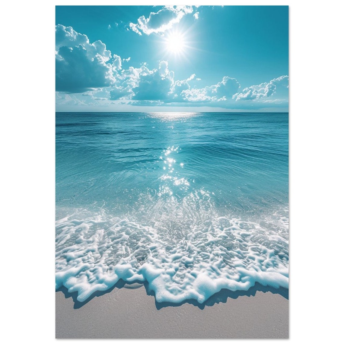 Sunny Turquoise Beach Sea View Sparkling Ocean Waves Summer Poster - Image 2
