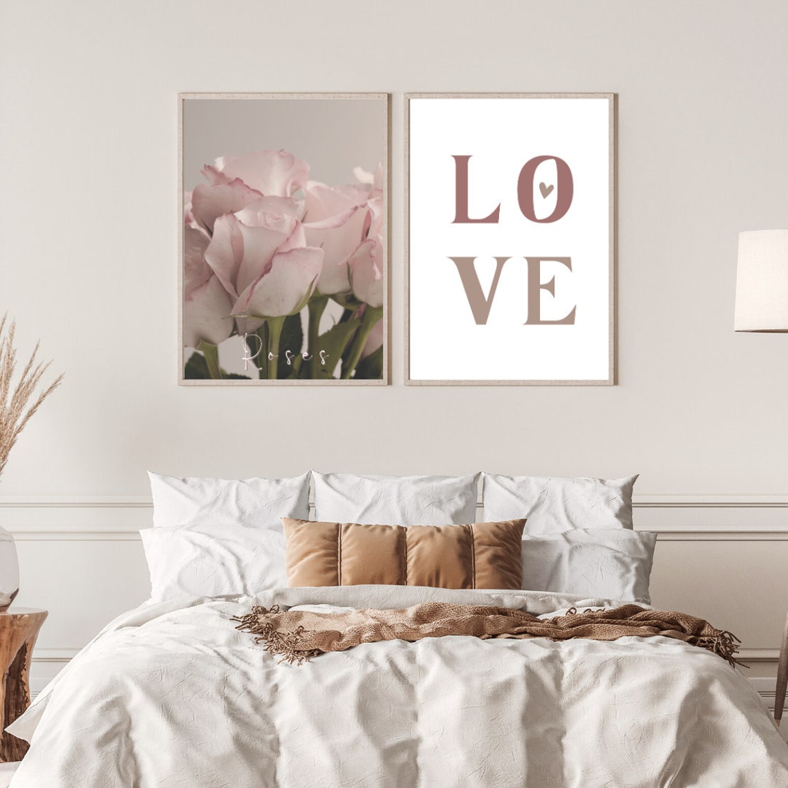 Blush Pink Roses Bouquet Floral Photography With Script Text Poster - Image 2