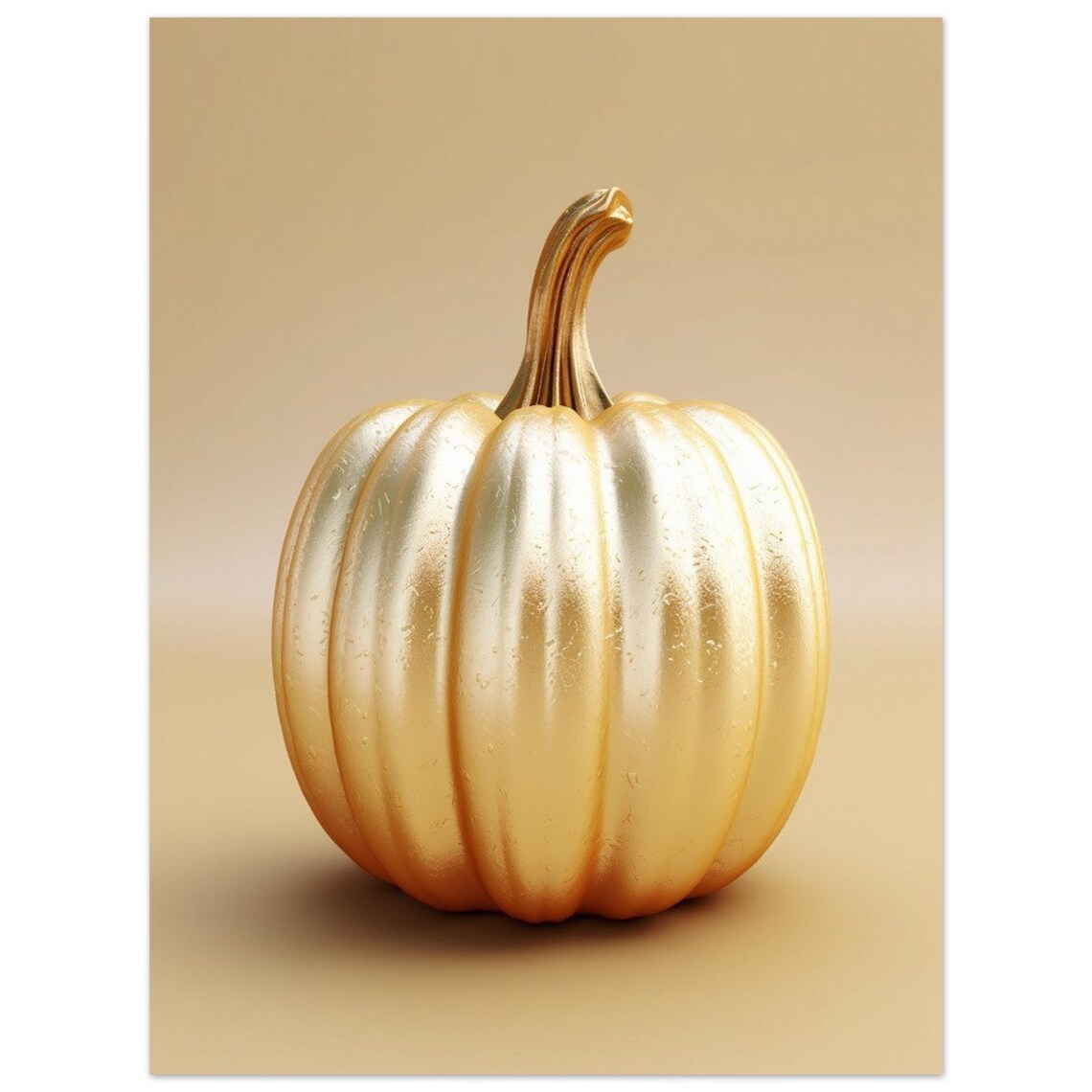 Elegant Golden Pumpkin Minimalist Autumn Still Life Decor Poster - Image 3