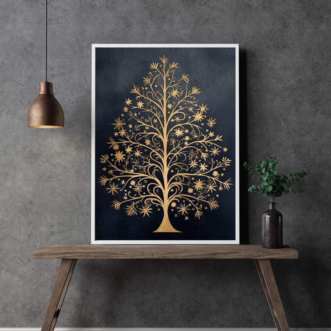 Golden Tree Of Life Starry Christmas Elegant Chic Festive Poster - Image 2