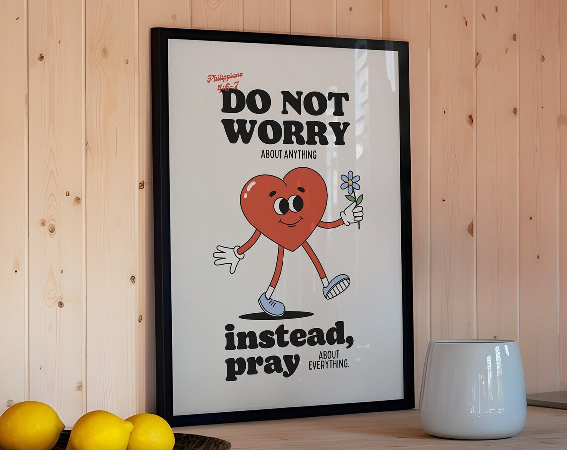 Philippians 4:6-7 Retro Mascot Art Print
