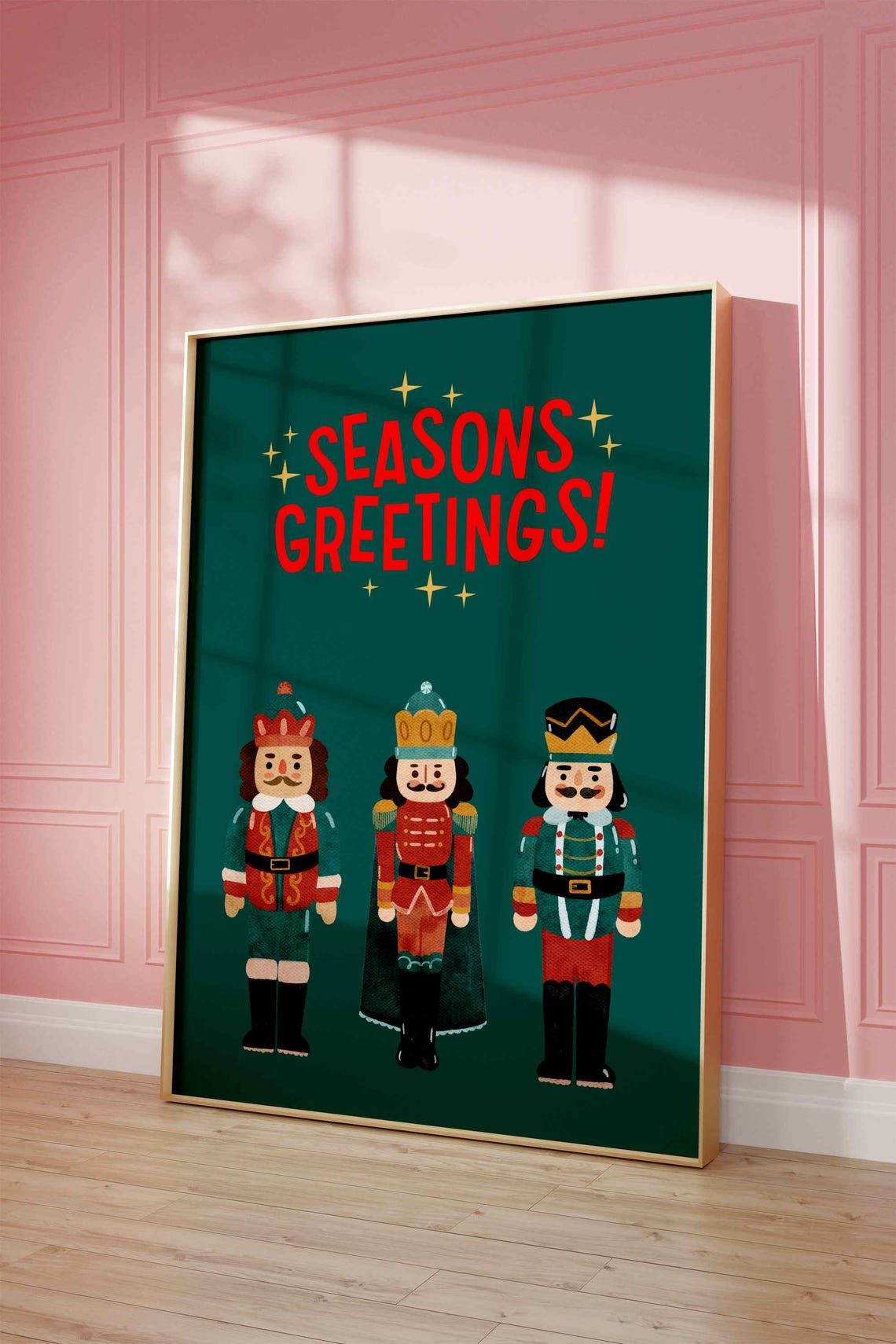 Seasons Greetings Nutcracker Soldiers Red Gold Holiday Poster - Image 4