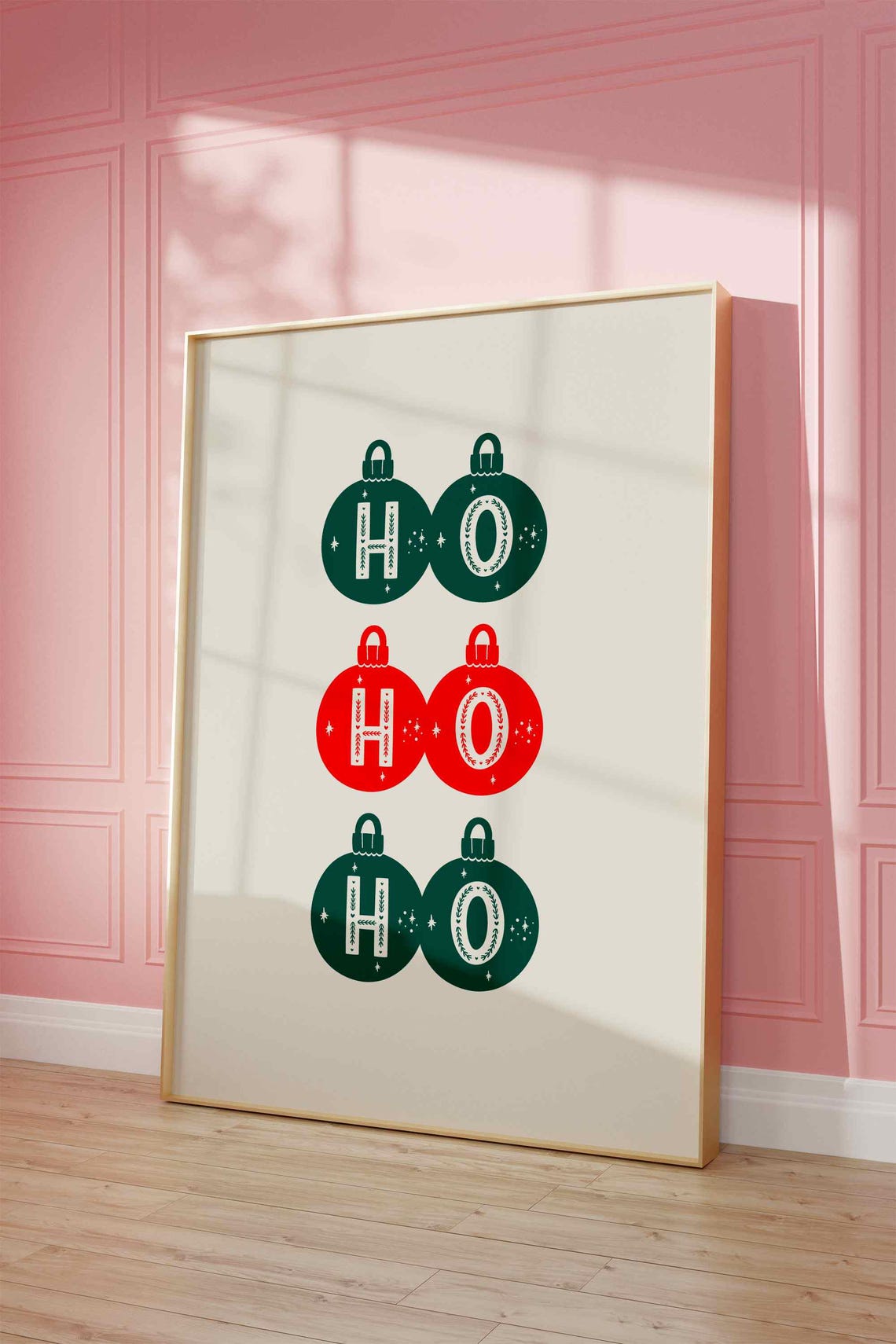 Ho Ho Ho Christmas Bauble Ornaments Green Red Holiday Poster - Image 4