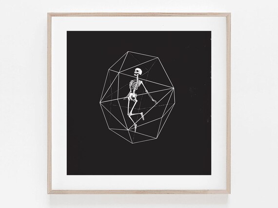 Geometric Skeleton Art Print Metroidinspired Minimalist Wall Decor