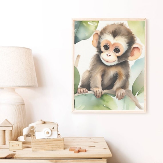 Chimpanzee Print Nursery Animal Print Art Baby Monkey Safari Animals Nursery Decor Baby Animals Jungle Animals