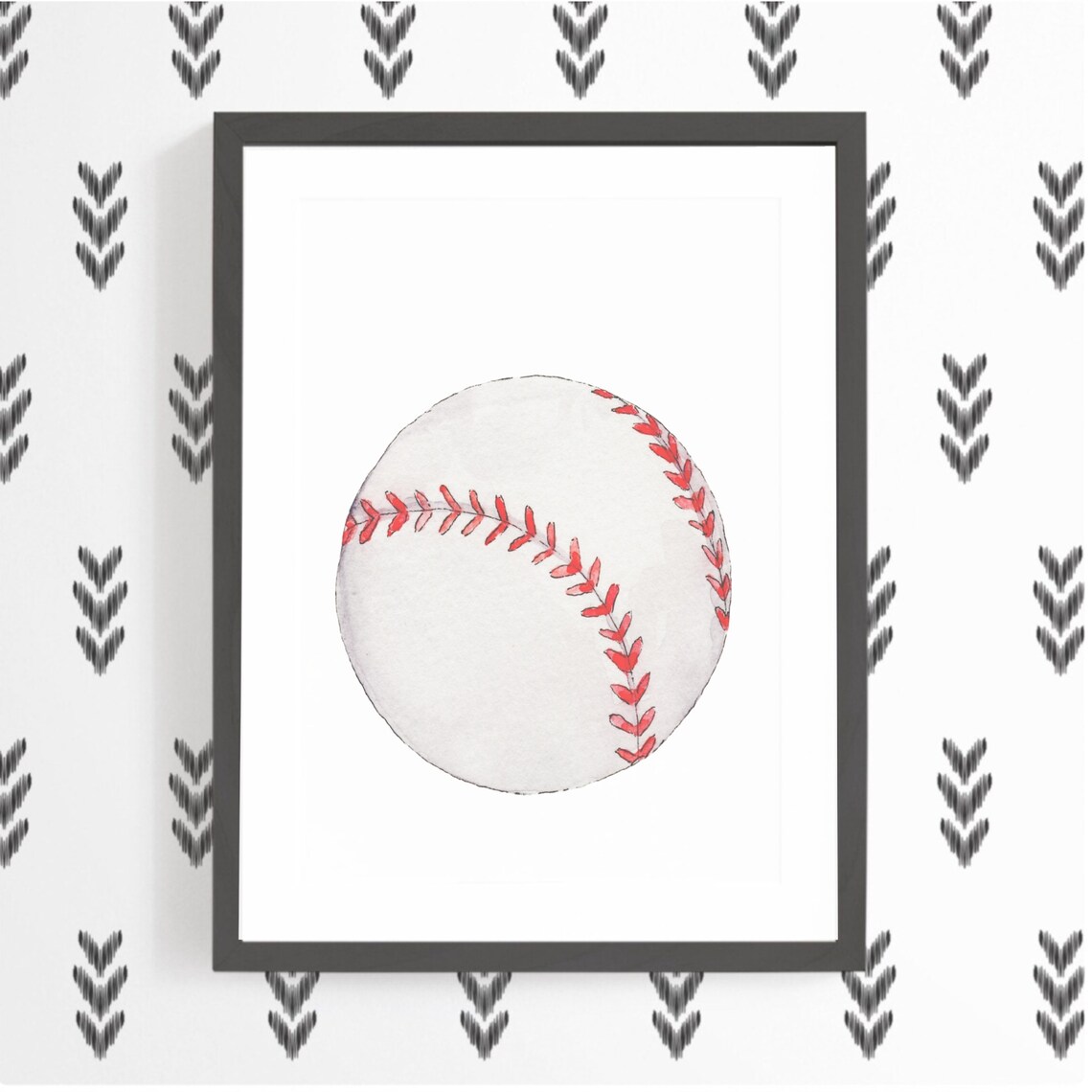 Minimalist Watercolor Baseball Sports Nursery Poster for Baby Boys - Image 2