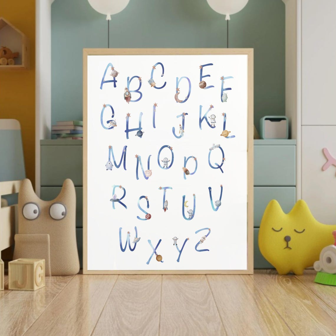 Space Alphabet A To Z With Planets And Rockets Nursery Poster - Image 2