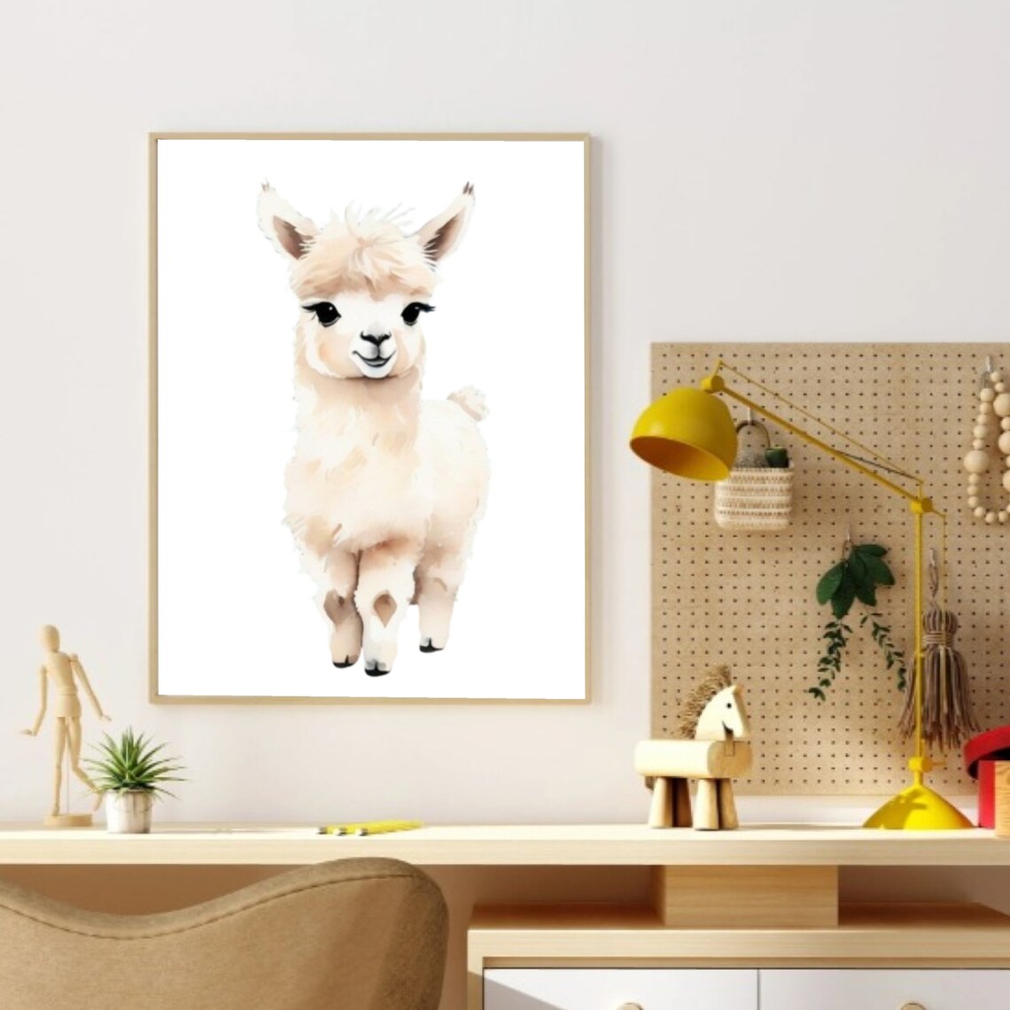 Llama Poster Watercolor Painting Alpaca Poster Wall Art Baby Room Art Animal Print Nursery Decor Cute Llama Animal Nursery - Image 2